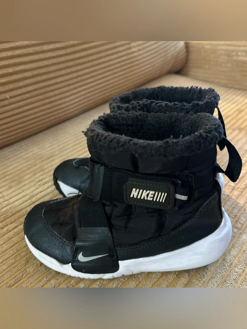 Kids Nike Flex Advance Black Winter Boot with Faux Fur Lining